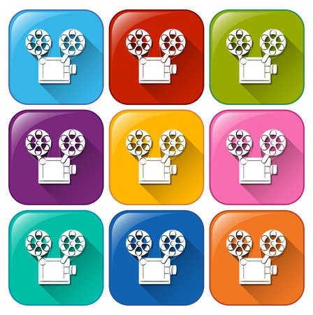 Illustration of different color of movie iconsのイラスト素材