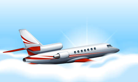 Illustration of a plane in the skyのイラスト素材