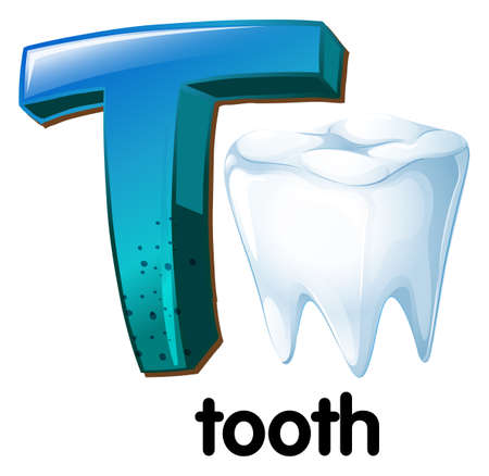 Illustration of a letter T for tooth on a white background  のイラスト素材