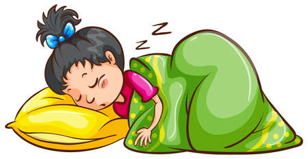 Illustration of a girl sleepingのイラスト素材