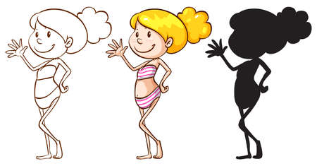 Illustration of a woman in bikiniのイラスト素材