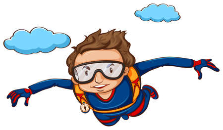 Illustration of a man sky divingのイラスト素材