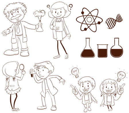 Illustration of scientists and labsのイラスト素材