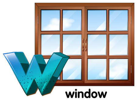 Illustration of a letter w with sample wordのイラスト素材