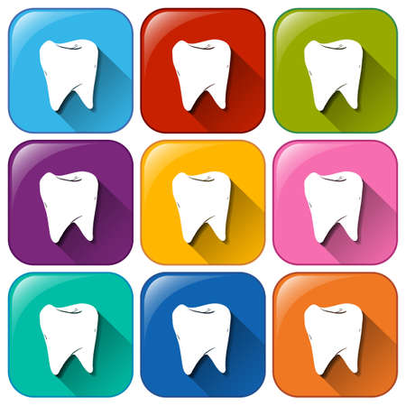 Illustration of different color tooth iconsのイラスト素材