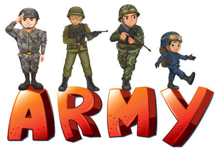 Illustration a many soldiers with gunsのイラスト素材