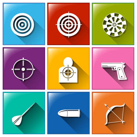 Illustration of different color target iconsのイラスト素材