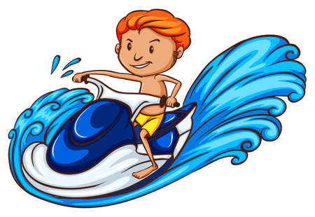 Illustration of a man on a waterscooterのイラスト素材