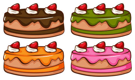 Illustration of the simple coloured sketch of the cakes on a white backgroundのイラスト素材