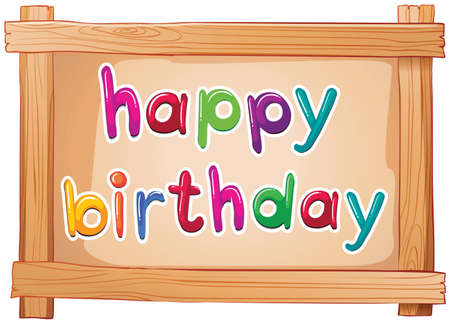 Illustration of a signboard with a happy birthday template on a white backgroundのイラスト素材