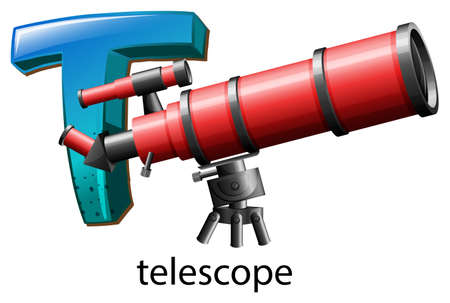 Illustration of a letter T for telescope on a white backgroundのイラスト素材