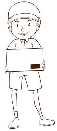 Illustration of a plain sketch of a postman on a white backgroundのイラスト素材
