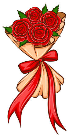 Illustration of a simple drawing of a bridal boquet on a white backgroundのイラスト素材