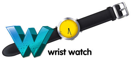 Illustration of a letter W for wrist watch on a white のイラスト素材