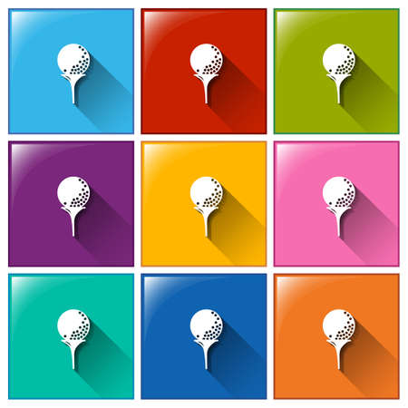 Illustration of the buttons with golf balls on a white backgroundのイラスト素材