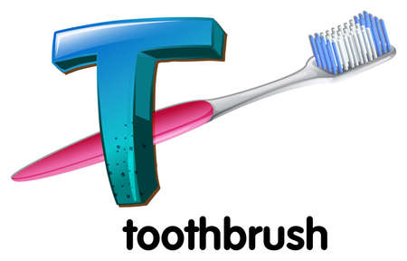 An image showing a letter T for toothbrush on a white backgroundのイラスト素材