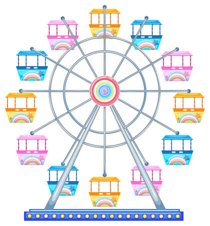 Colorful ferris wheel on whiteのイラスト素材