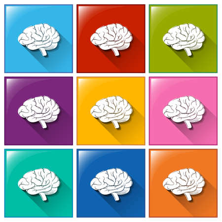 Buttons with brain on a white backgroundのイラスト素材