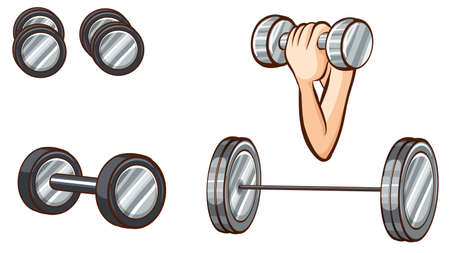 A training using dumbbells on a white backgroundのイラスト素材