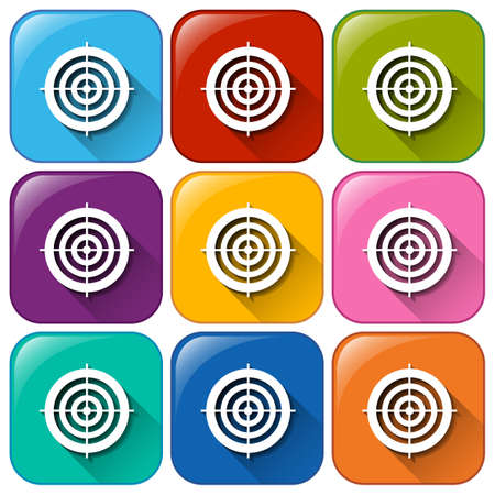 Rounded icons with target buttons on a white backgroundのイラスト素材