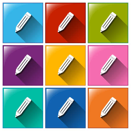 Buttons with pencils on a white backgroundのイラスト素材