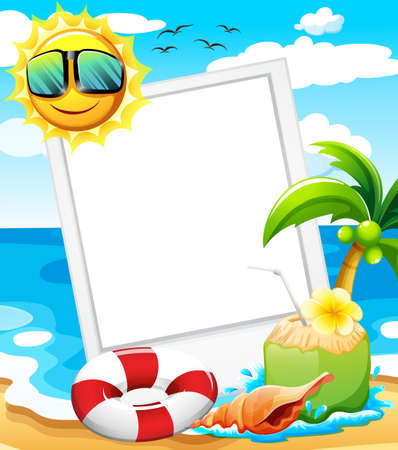 An empty frame at the beachのイラスト素材