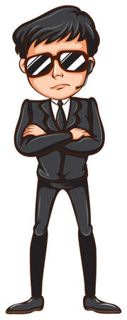 Body guard in black uniform standingのイラスト素材