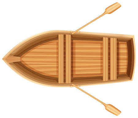 A topview of a wooden boat on a white backgroundのイラスト素材