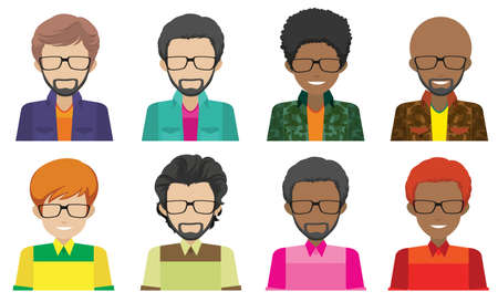 Eight faceless men on a white backgroundのイラスト素材