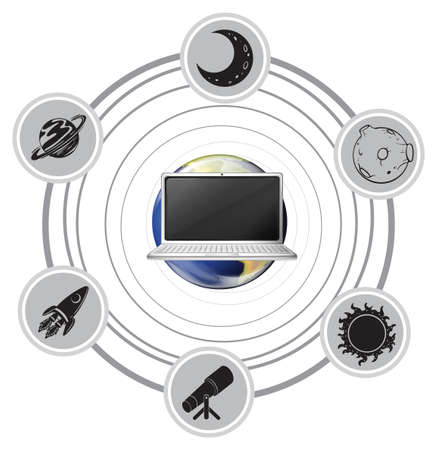 A computer showing access to everything on a white backgroundのイラスト素材