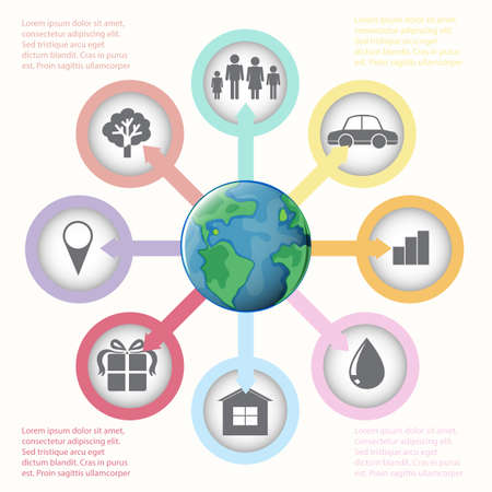 A graph showing the globe on a white backgroundのイラスト素材