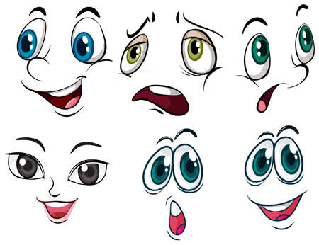 Different facial expressions on a white backgroundのイラスト素材