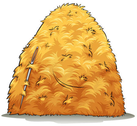 A needle and a pile of hays on a white backgroundのイラスト素材