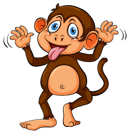 A playful monkey on a white backgroundのイラスト素材