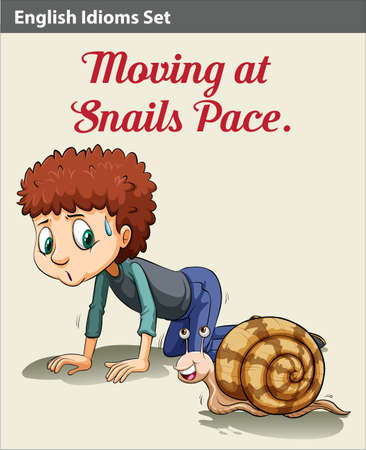 A boy moving like a snailのイラスト素材