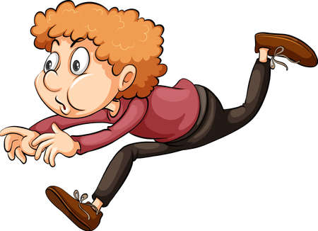 An English idiom about a boy running through the hoop on a white backgroundのイラスト素材