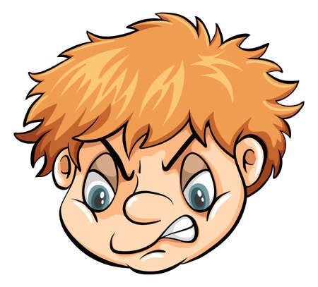 A head of a problematic boy on a white backgroundのイラスト素材