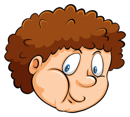 A head of a fat young boy on a white backgroundのイラスト素材