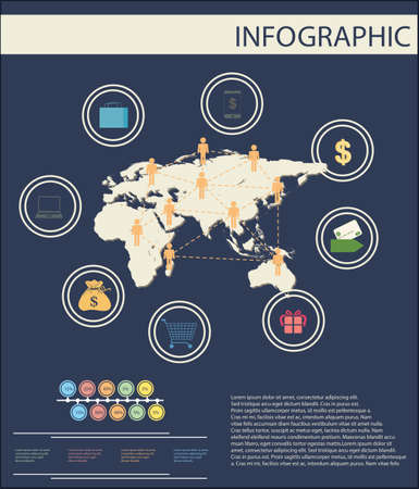 A chart showing the map and the lives of humanのイラスト素材