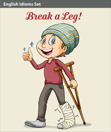 An idiom showing a boy with a broken legのイラスト素材