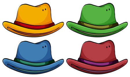Set of colourful hats on a white backgroundのイラスト素材