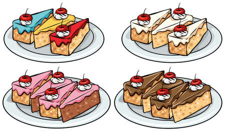Set of cakes on a white backgroundのイラスト素材