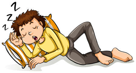 A man sleeping soundly on a white backgroundのイラスト素材