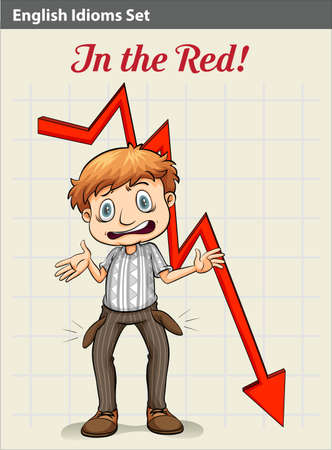 A poster of an Engilish idiom showing a boy with an arrowのイラスト素材