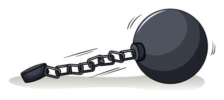 Ball with a chain on a white backgroundのイラスト素材