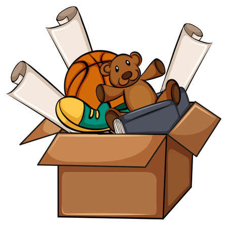 A box of unused things on a white backgroundのイラスト素材