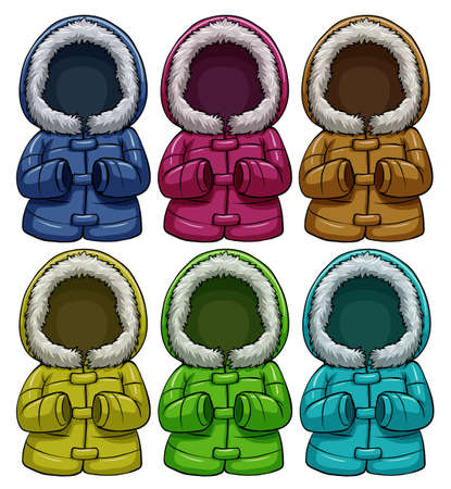 Set of colourful jackets on a white backgroundのイラスト素材