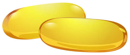 Two medicinal capsules on a white backgroundのイラスト素材