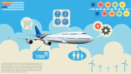 Infographics of the airplane in the sky