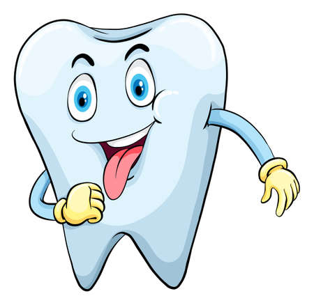 Sweet tooth with a face on a white backgroundのイラスト素材